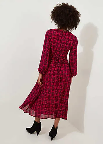 Petite Bold V-Neck Geometric Print Midi Dress by Joe Browns | Look Again