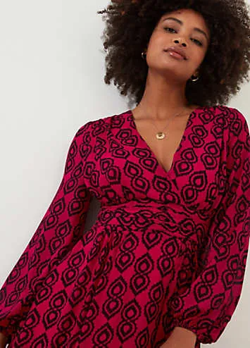 Petite Bold V-Neck Geometric Print Midi Dress by Joe Browns | Look Again