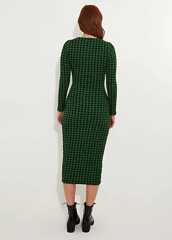 Petite Cutout Zip-Front Jacquard Checkered Bodycon Midi Dress by Joe Browns | Look Again