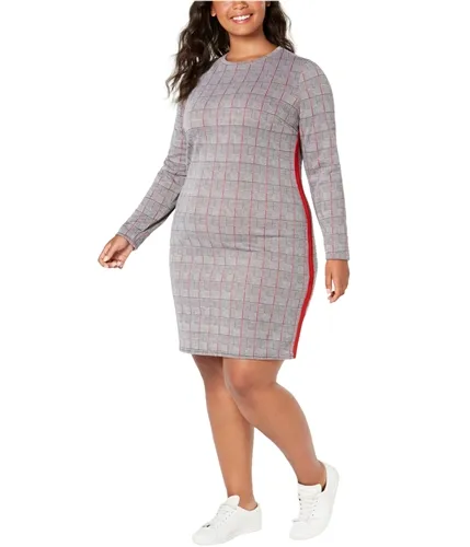 Planet Gold Womens Plaid Bodycon Dress