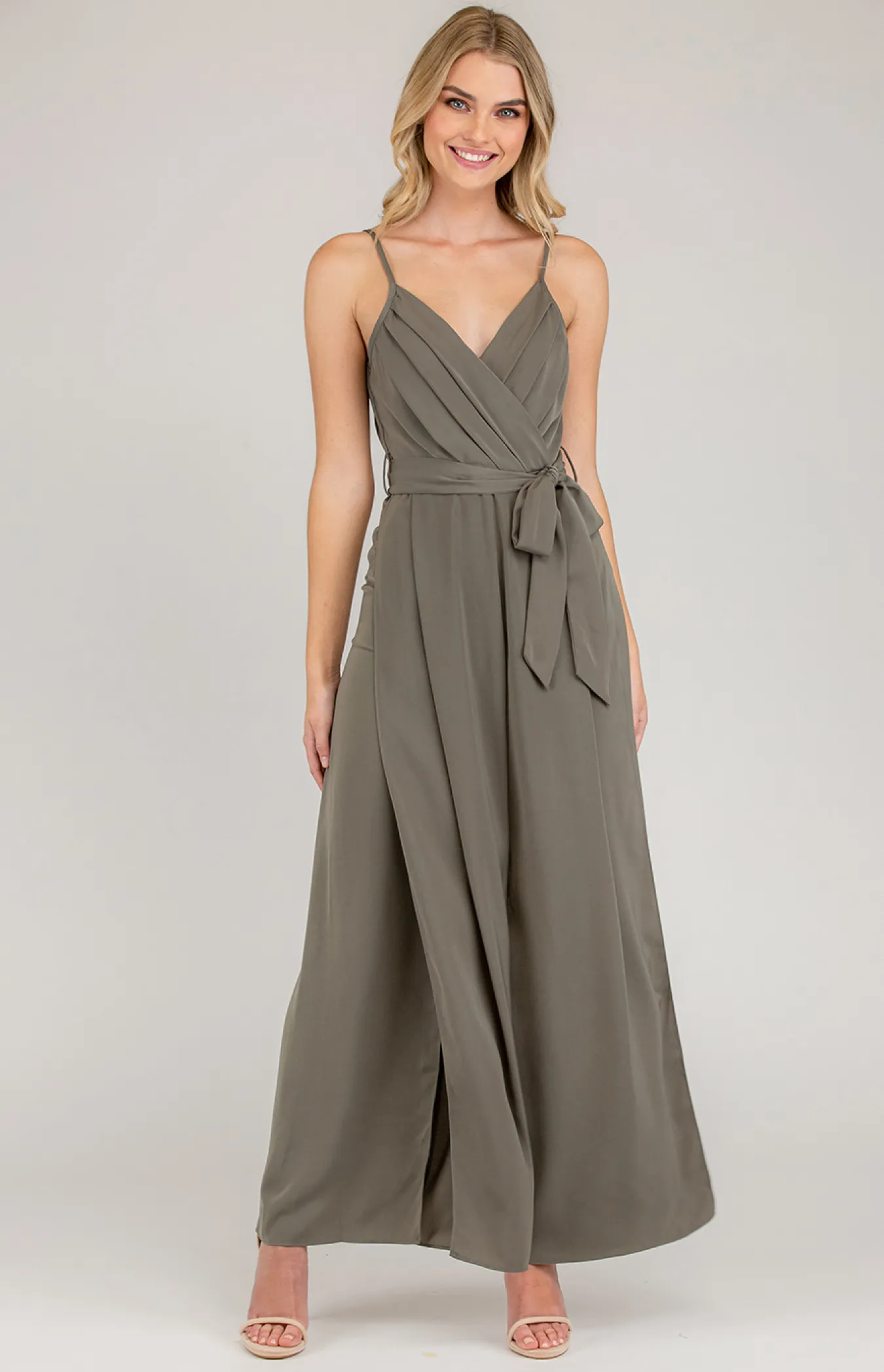 Pleated Front Wide Leg Jumpsuit (SJP423A)