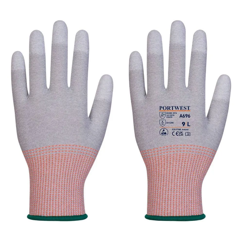 Portwest A696 LR13 ESD PU Fingertip Cut Gloves (Pk12)