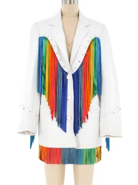 Rainbow Fringed Leather Jacket