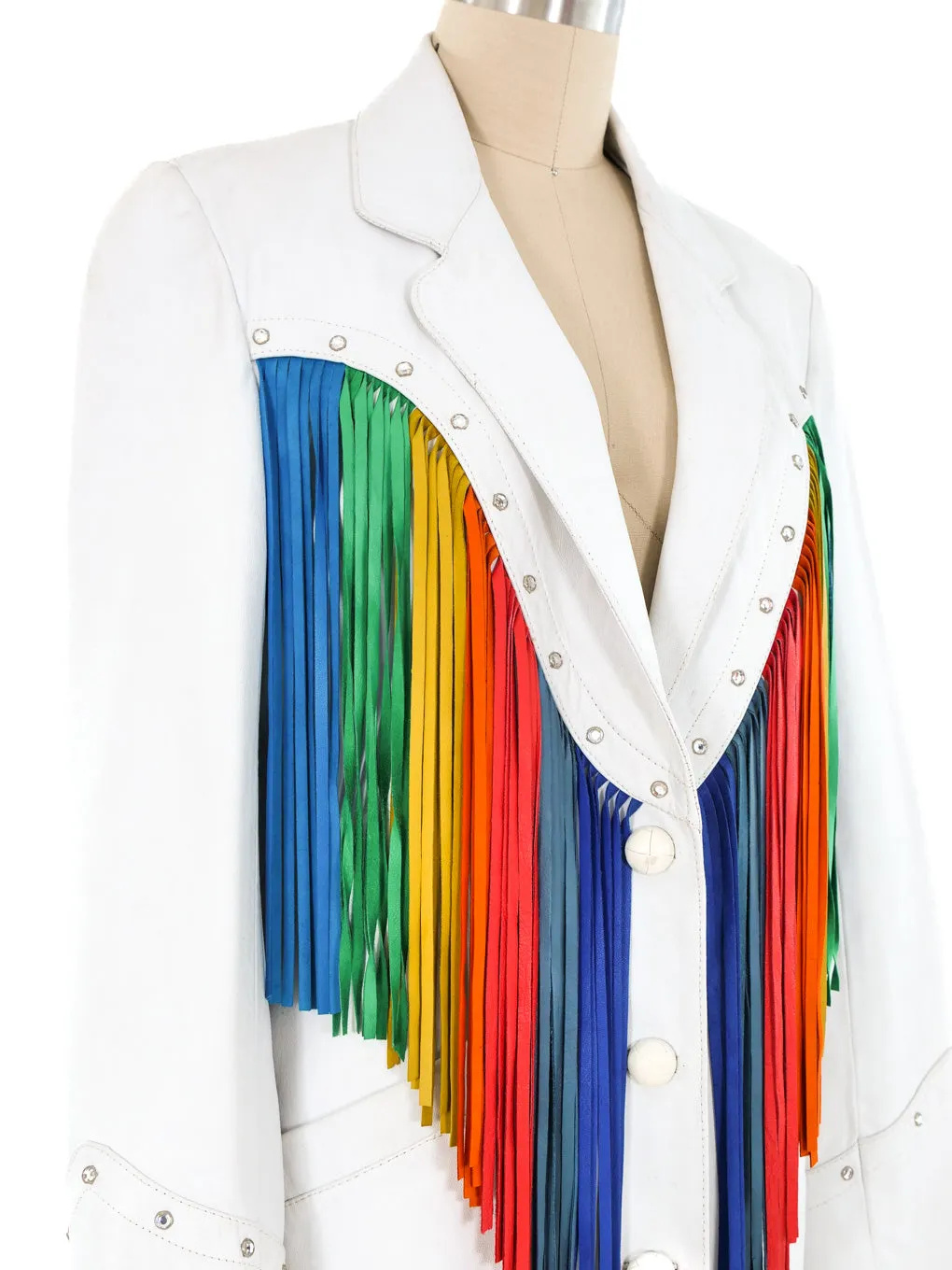 Rainbow Fringed Leather Jacket