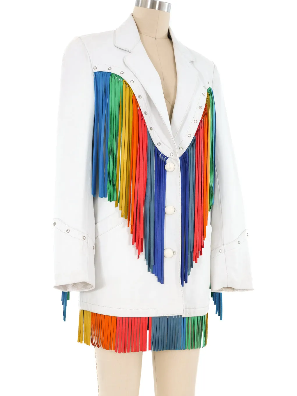 Rainbow Fringed Leather Jacket