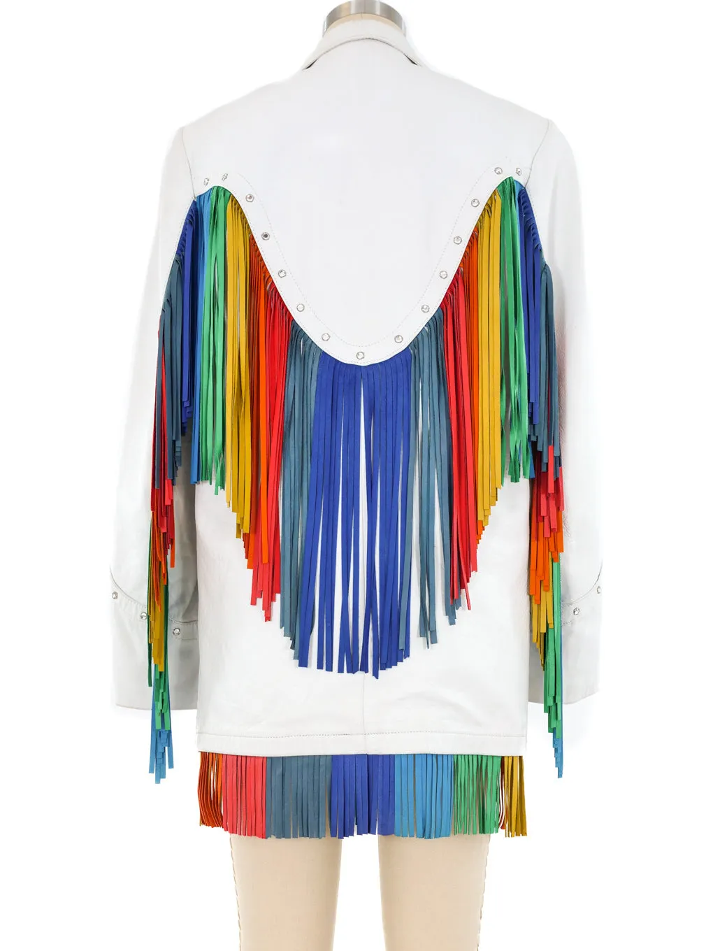 Rainbow Fringed Leather Jacket