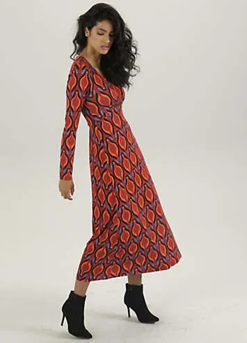 Retro Print Midi Dress by Aniston | Look Again