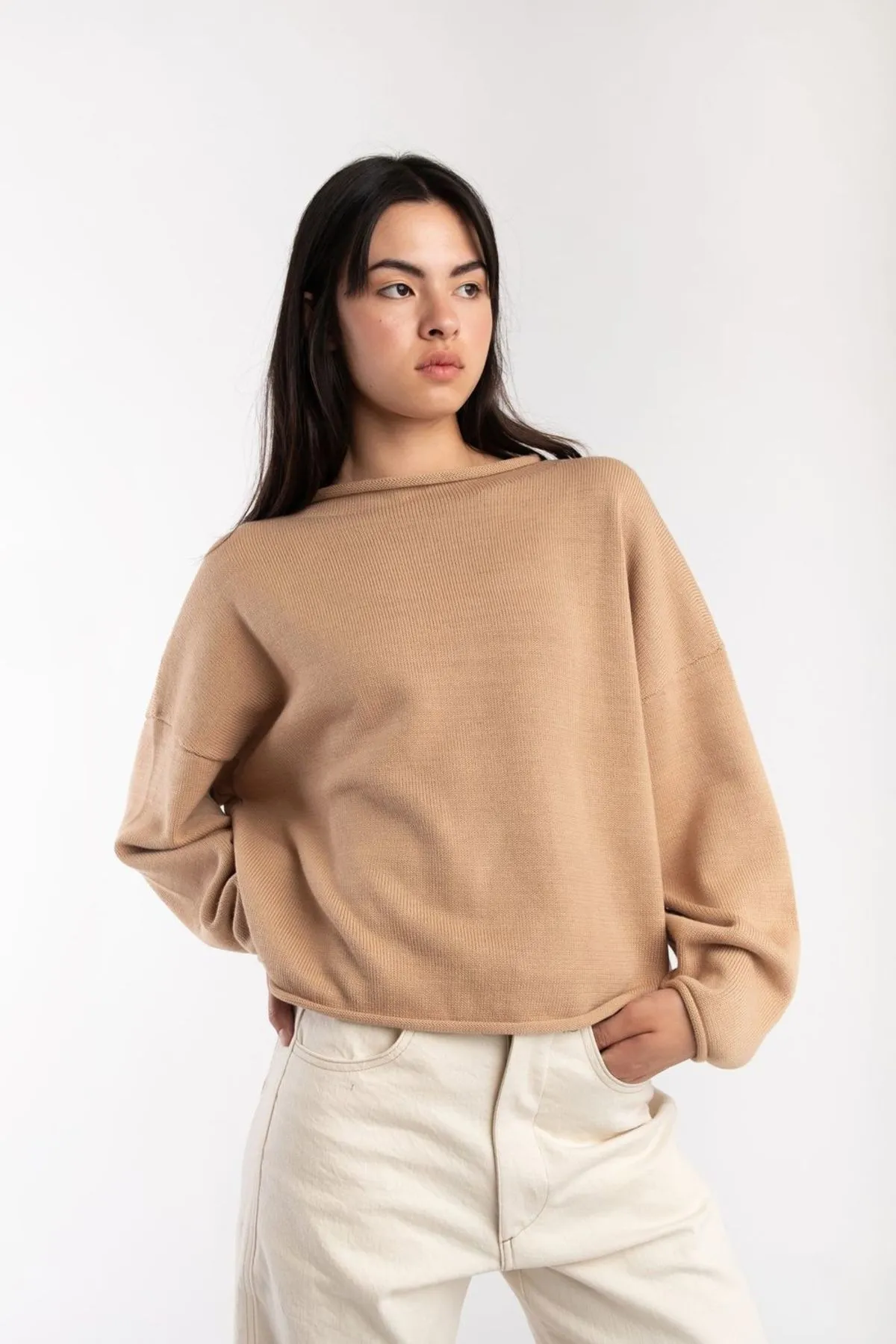 Rolled Sweater - Camel