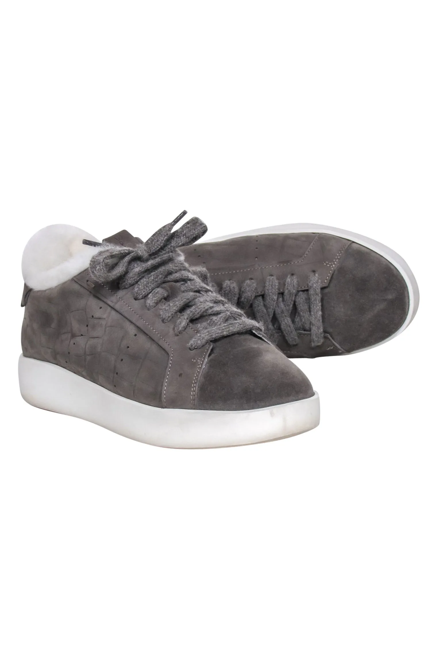 Santoni - Grey Suede Sneakers w/ Shearling Lining Sz 8