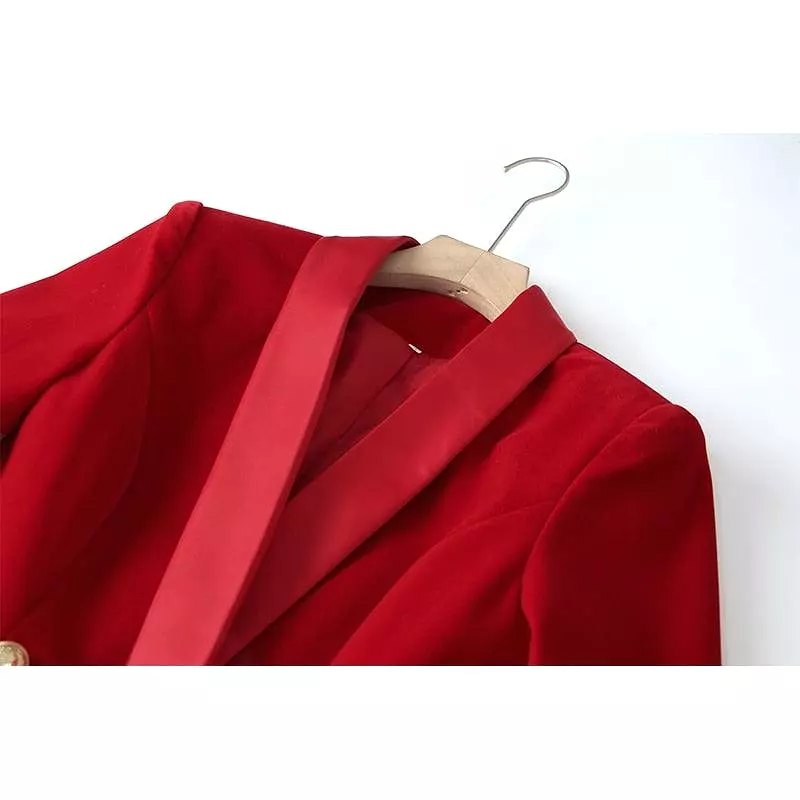 Satin Shawl Collar Velvet Blazer Dress