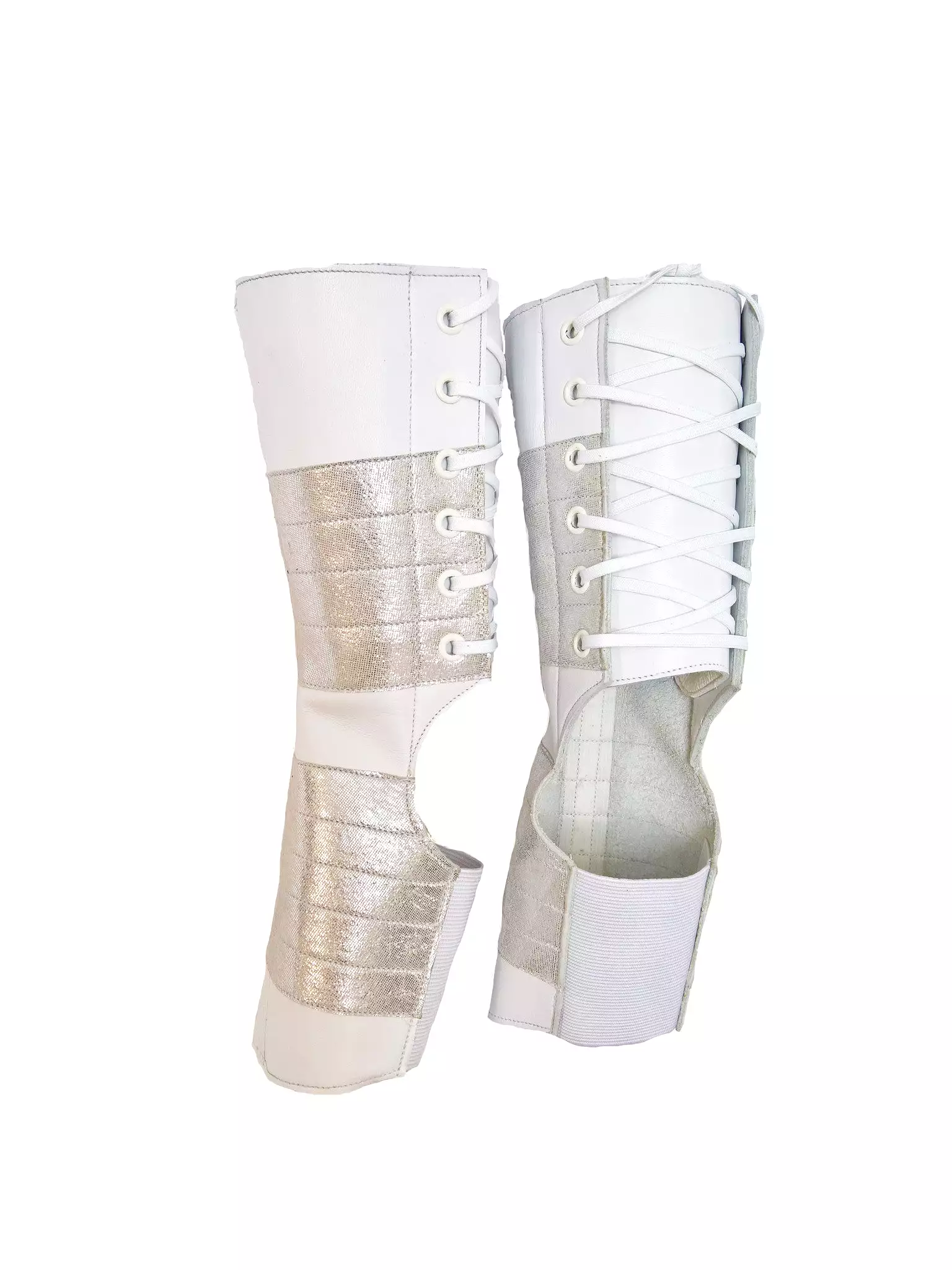 Short WHITE Aerial Boots & SILVER suede panels