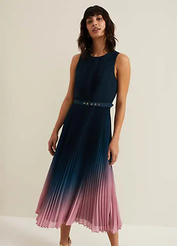 Simara Ombre Chiffon Midi Pleat Dress by Phase Eight | Look Again