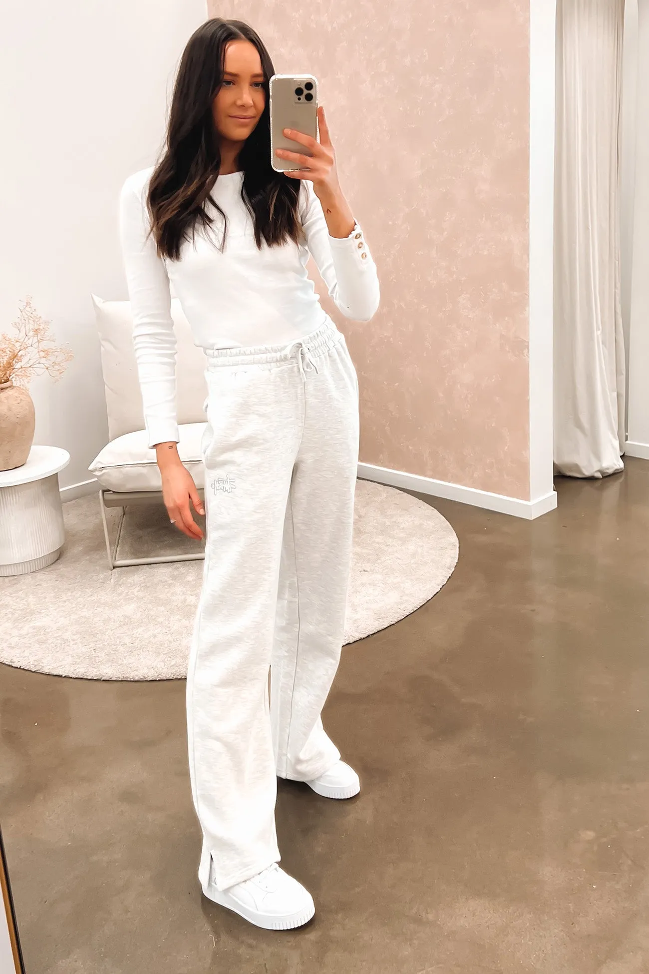 Stock Wide Leg Trackpant Snow Marle