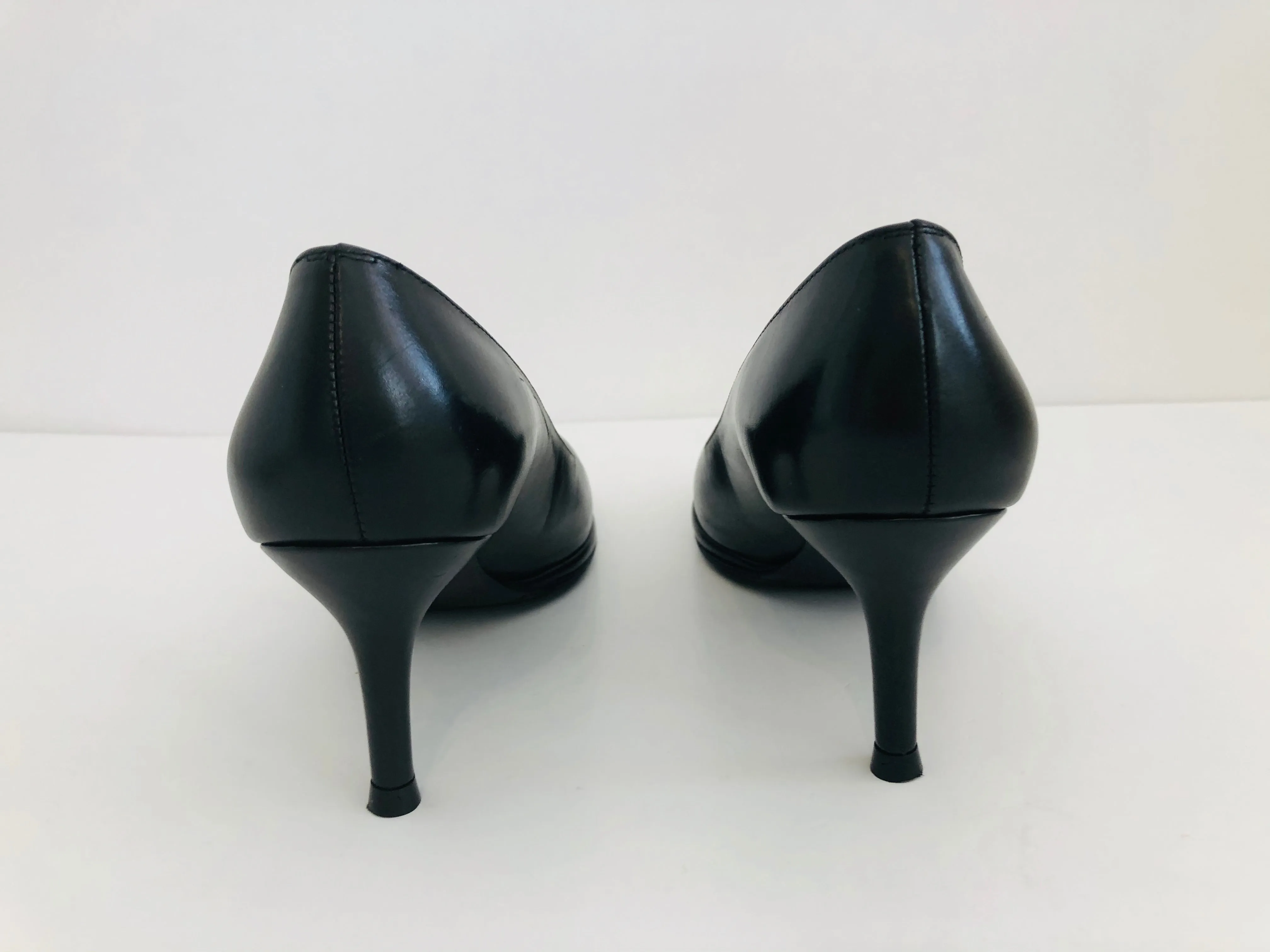 Stuart Weitzman Black Leather Heels Size 4.5 (NWT)