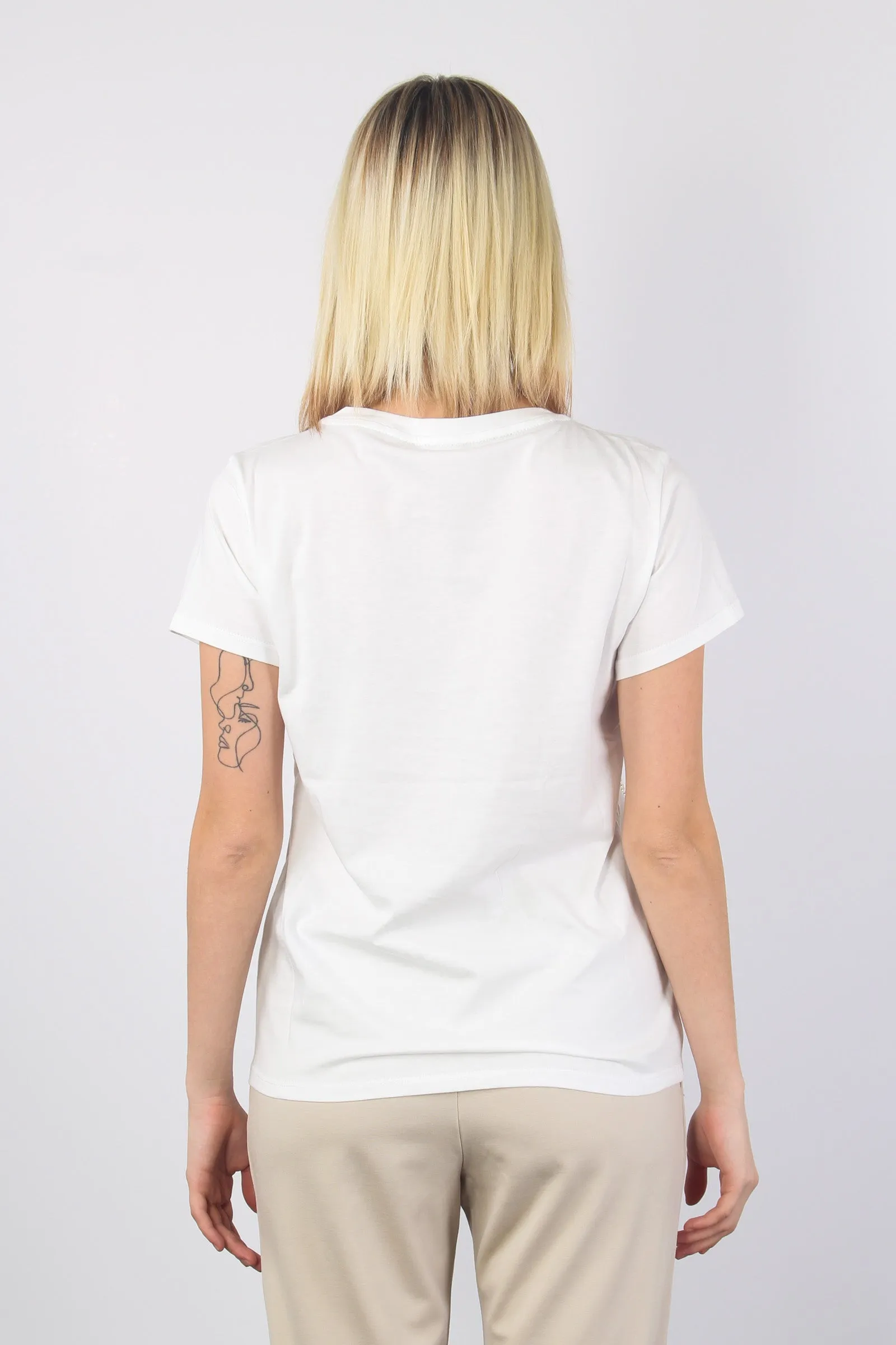 T-shirt Catena Strass Ivory/side