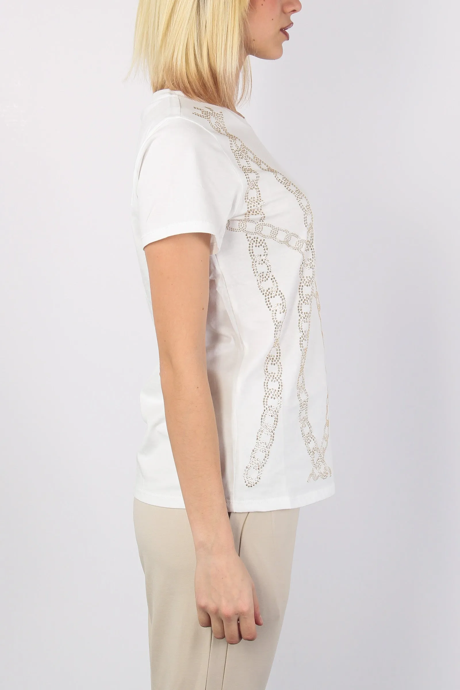 T-shirt Catena Strass Ivory/side