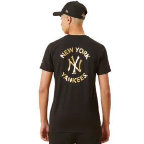 T-Shirt New York Yankees Logo Metallizzato Nera