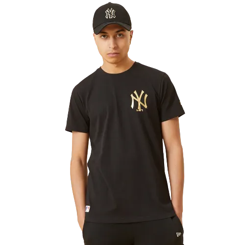 T-Shirt New York Yankees Logo Metallizzato Nera