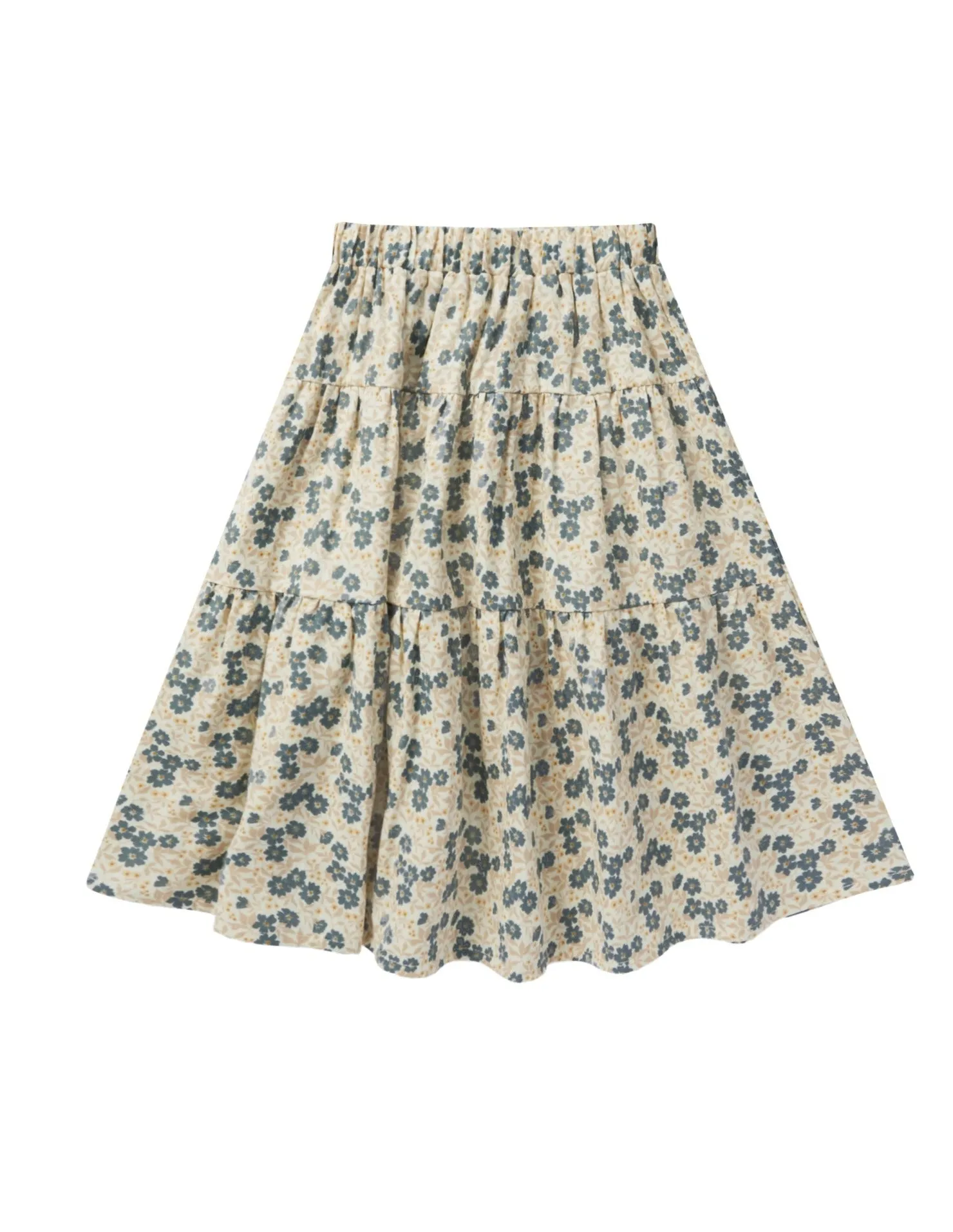 The Tiered Midi Skirt by Rylee + Cru - Blue Ditsy - KIDS