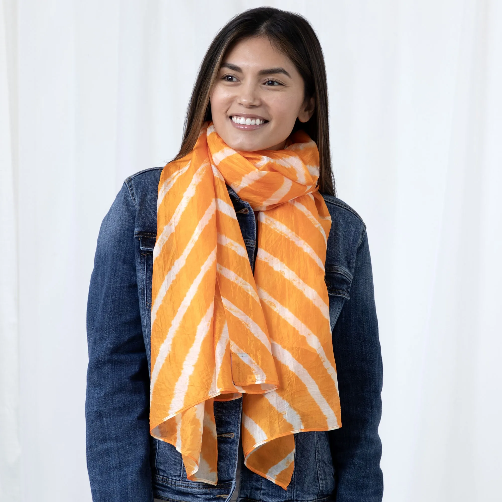 Tie-Dye Stripe Silk Scarf