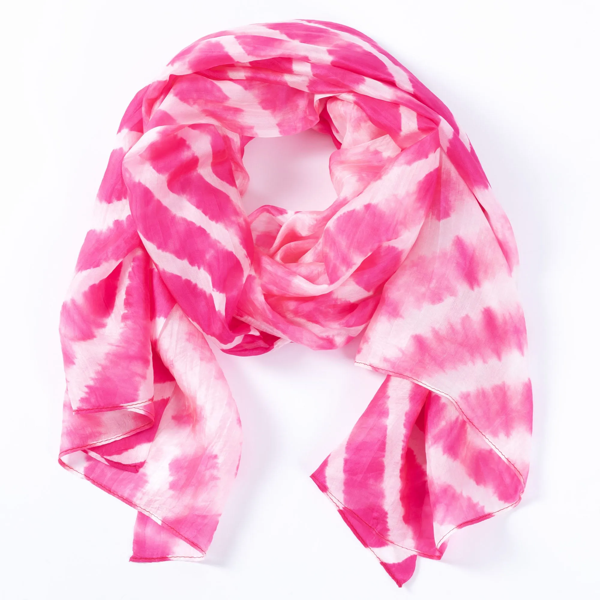 Tie-Dye Stripe Silk Scarf