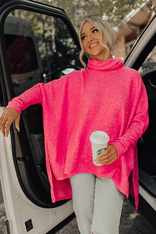 Time For Cozy Sweater in Hot Pink