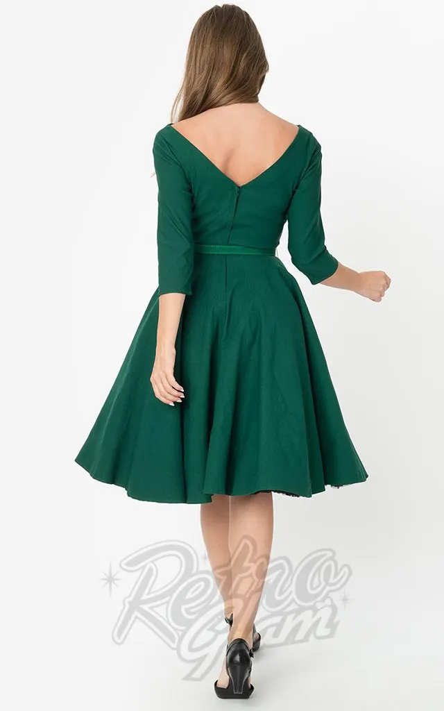 Unique Vintage 1950's Devon Swing Dress in Emerald Green - L & 2XL left