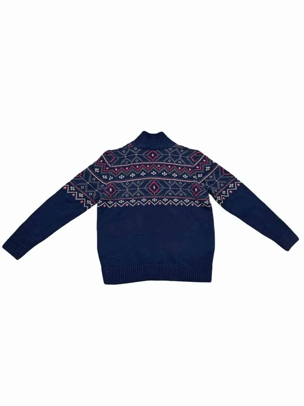 Vintage 100% lambswool  jumper  in navy blue, Fairisle v-neck – 2XL