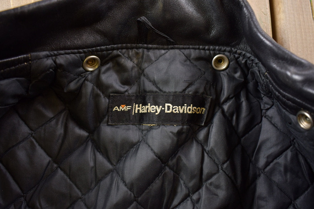 Vintage 1970's Harley Davidson AMF Punk Leather Biker Jacket / Fall Outerwear / Leather Coat / Streetwear Fashion / Full Zip