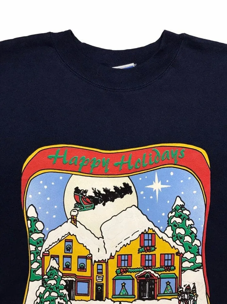 Vintage Christmas Novelty Sweatshirt Navy Blue – 2XL / 3XL