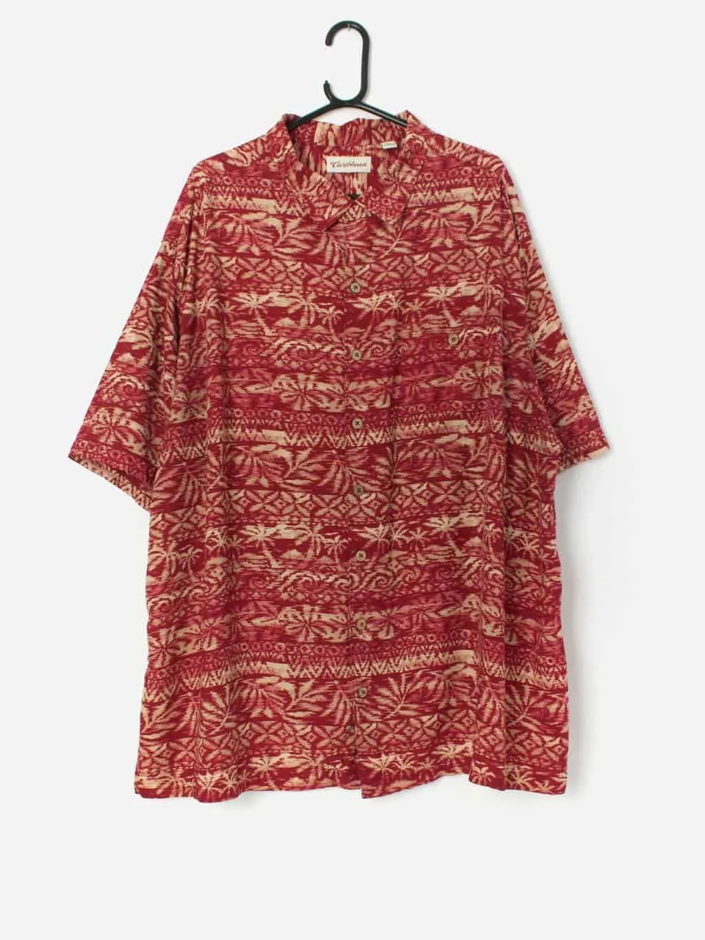 Vintage Hawaiian shirt in red with coconut buttons – 2XL