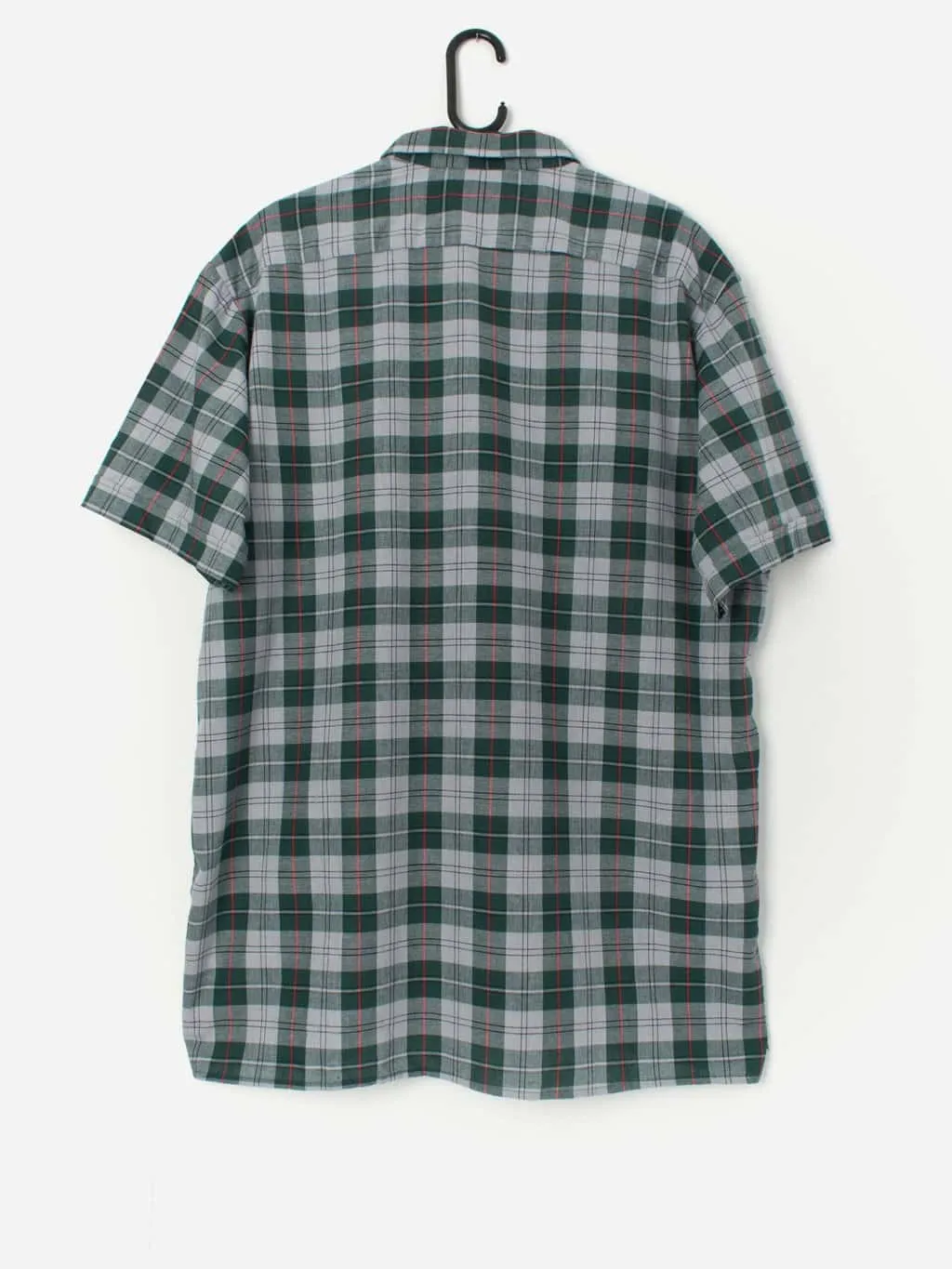 Vintage plaid shirt in forest green, grey and red – XL / 2XL