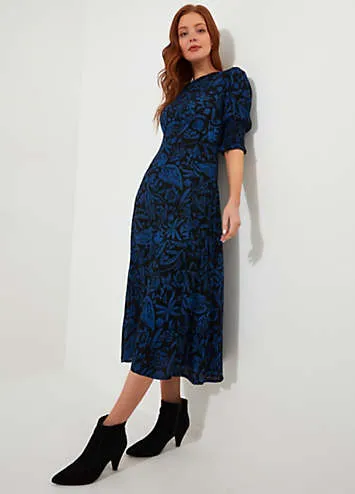 Vintage Puff Sleeve Floral Midi Dress by Joe Browns | Look Again