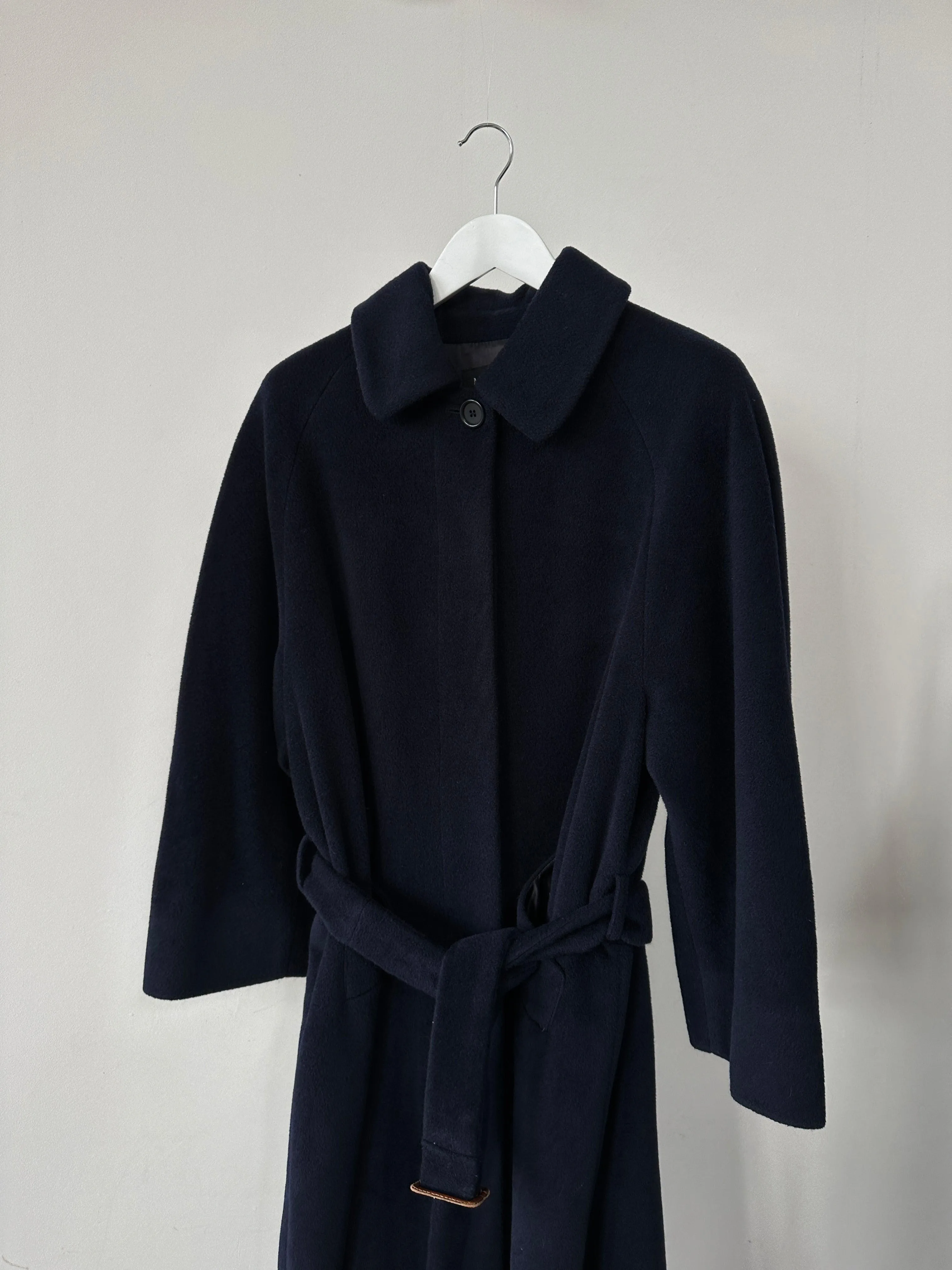 Vintage Wool Concealed Placket Single Breasted Belted Coat - L