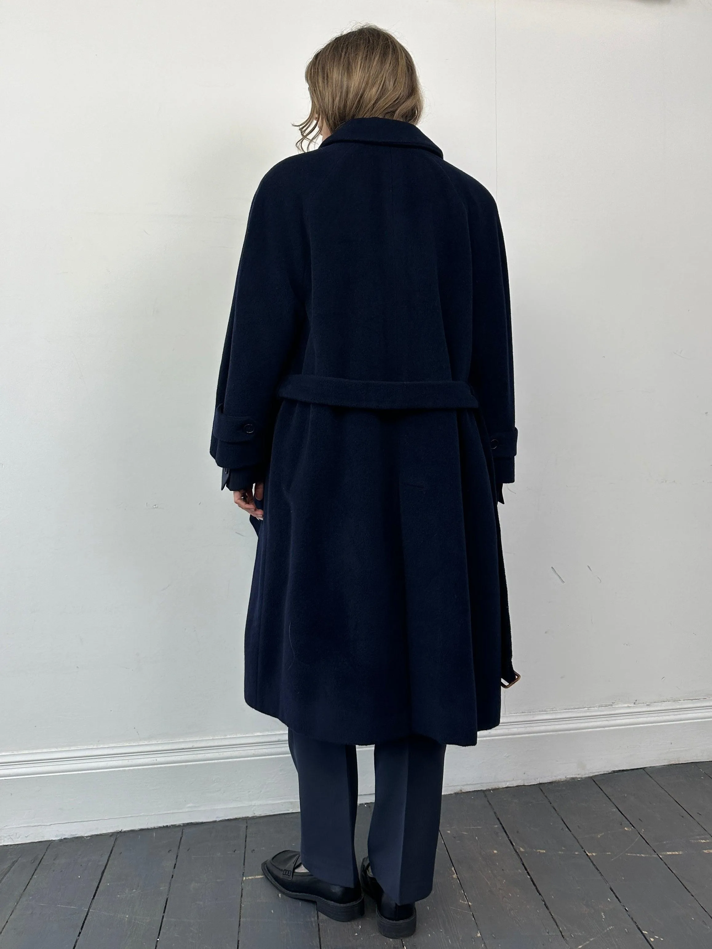 Vintage Wool Concealed Placket Single Breasted Belted Coat - L