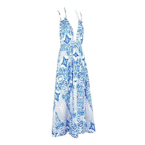 Women's Regular Dress Vacation Halter Neck Sleeveless Printing Maxi Long Dress Swimming Sports