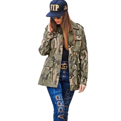 Women's Sexy Fashion Camouflage  Single Breasted Jacket