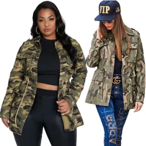 Women's Sexy Fashion Camouflage  Single Breasted Jacket