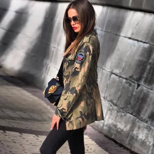 Women's Sexy Fashion Camouflage  Single Breasted Jacket