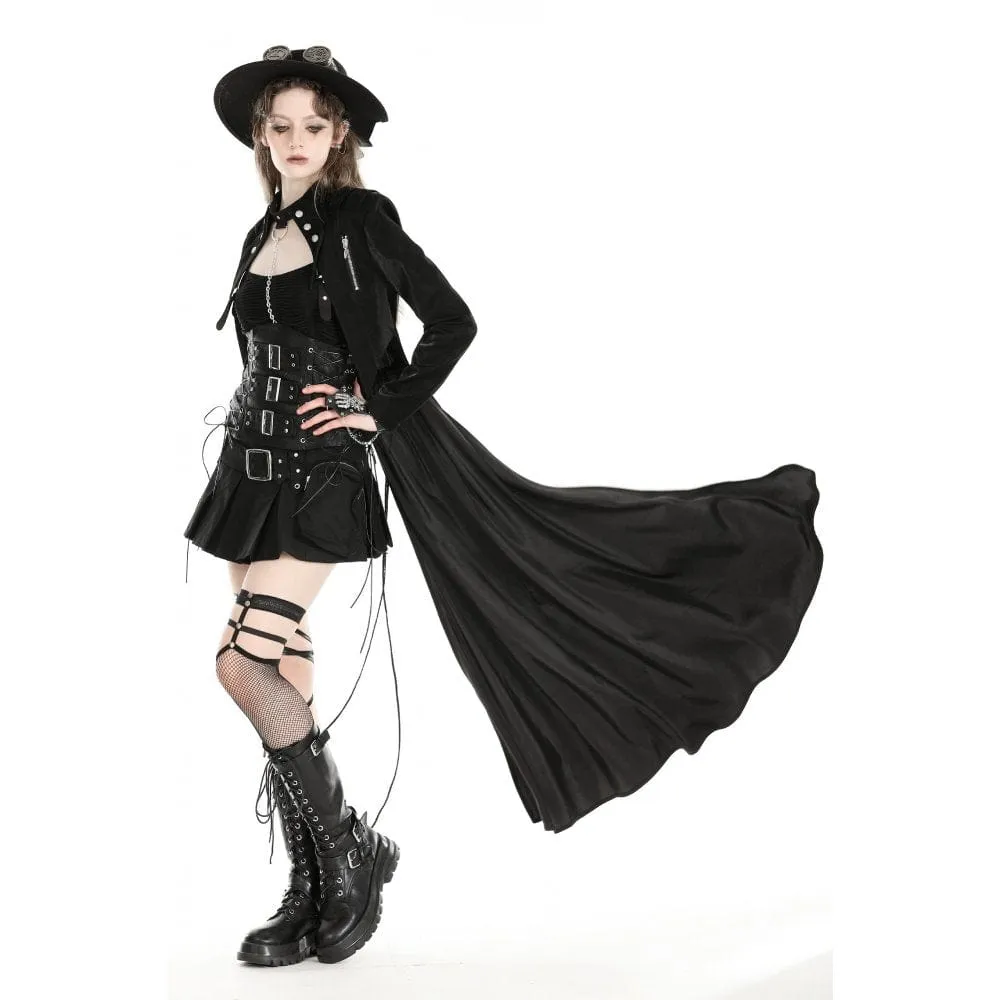 Women's Gothic High/Low Faux Leather Splice Jacket