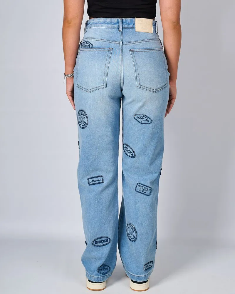 Womens Light Wash Badge Jeans