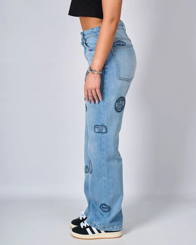 Womens Light Wash Badge Jeans