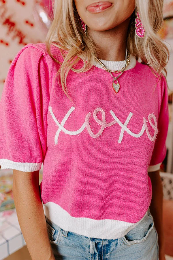 XOXO Sweater Top In Pink