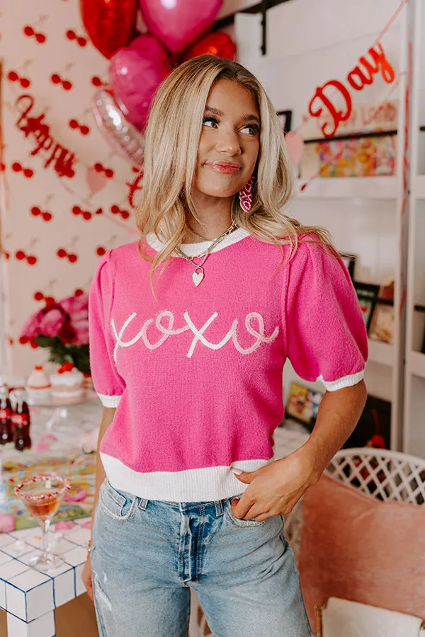 XOXO Sweater Top In Pink