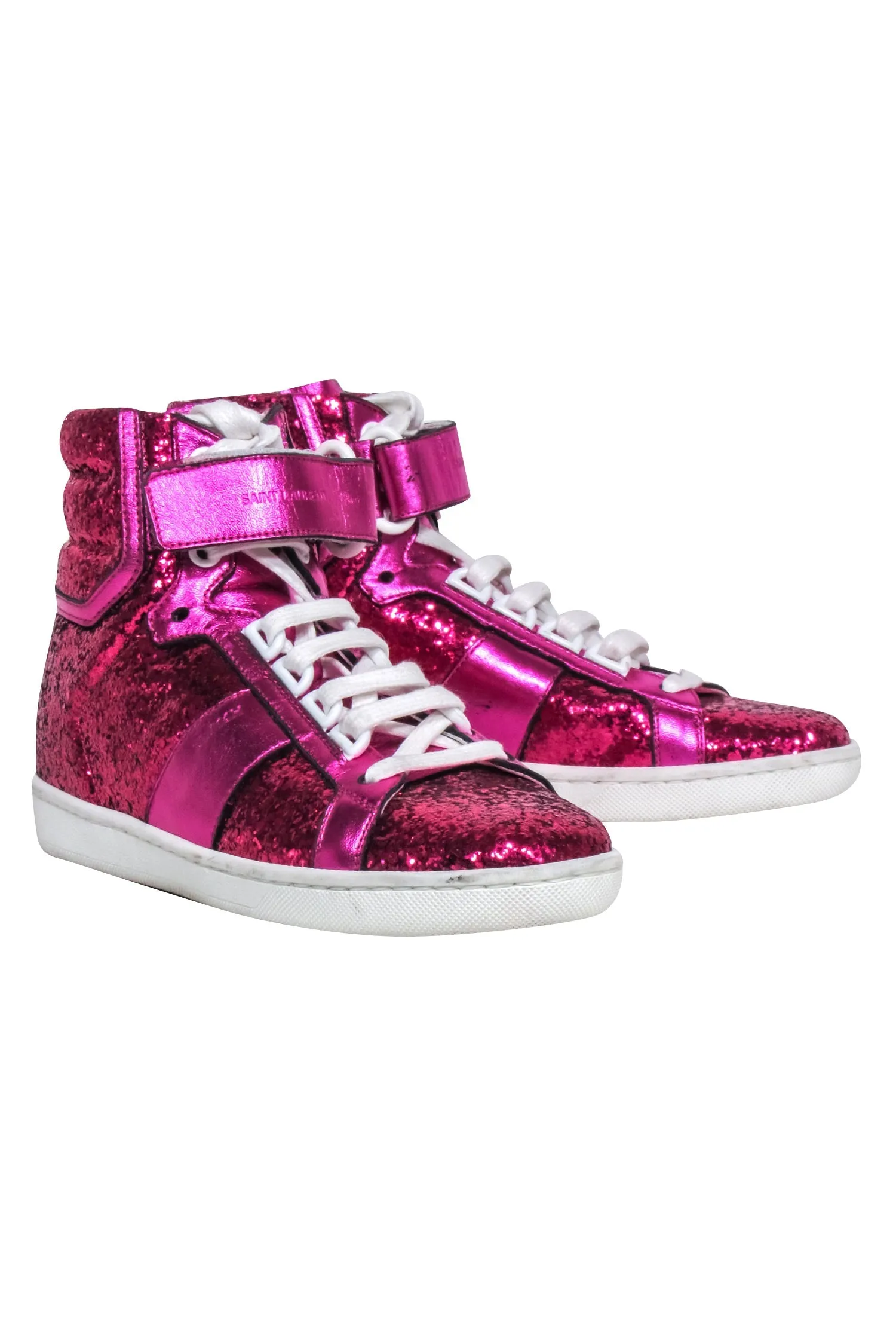 Yves Saint Laurent - Pink Glitter High Top Sneakers Sz 5