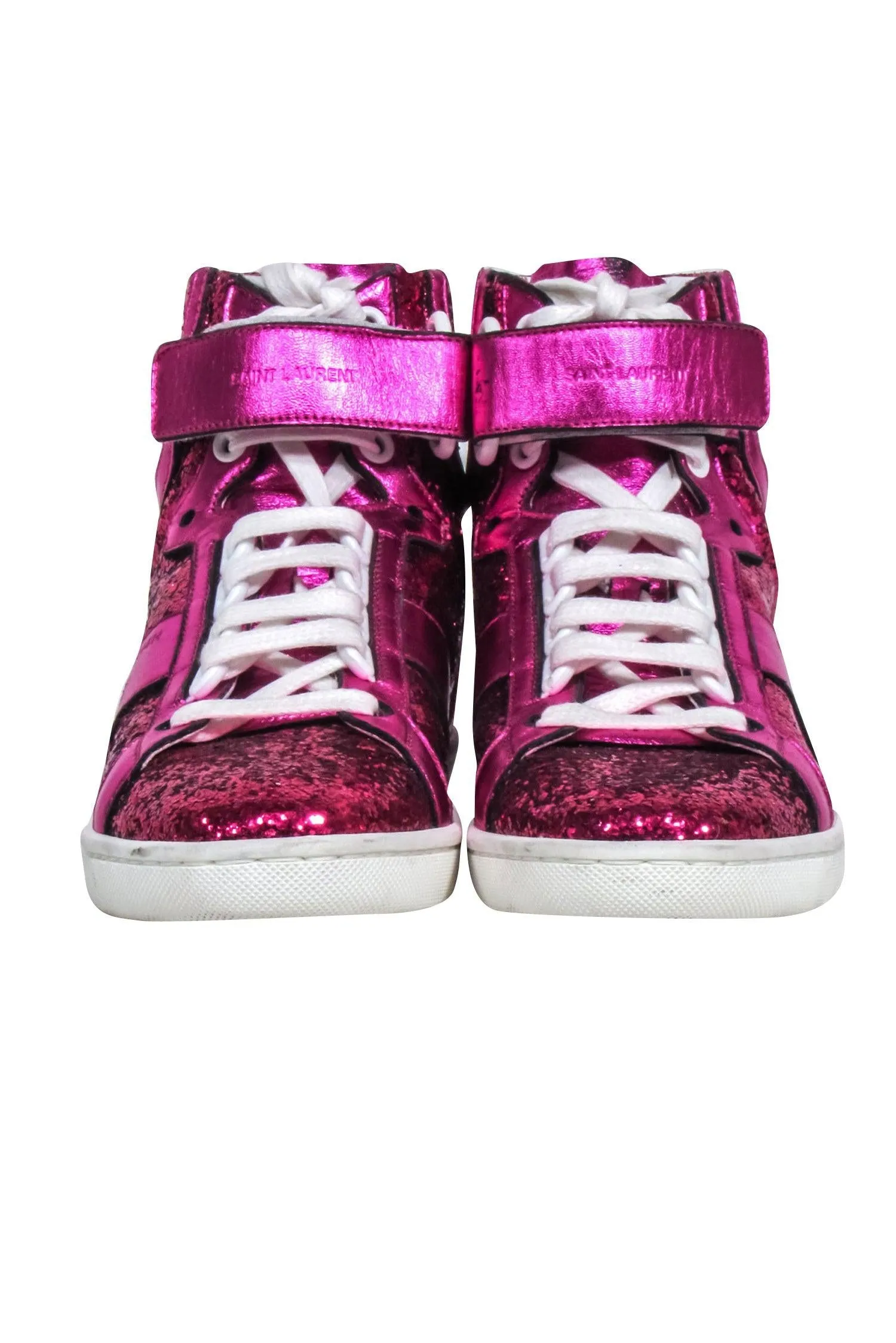 Yves Saint Laurent - Pink Glitter High Top Sneakers Sz 5