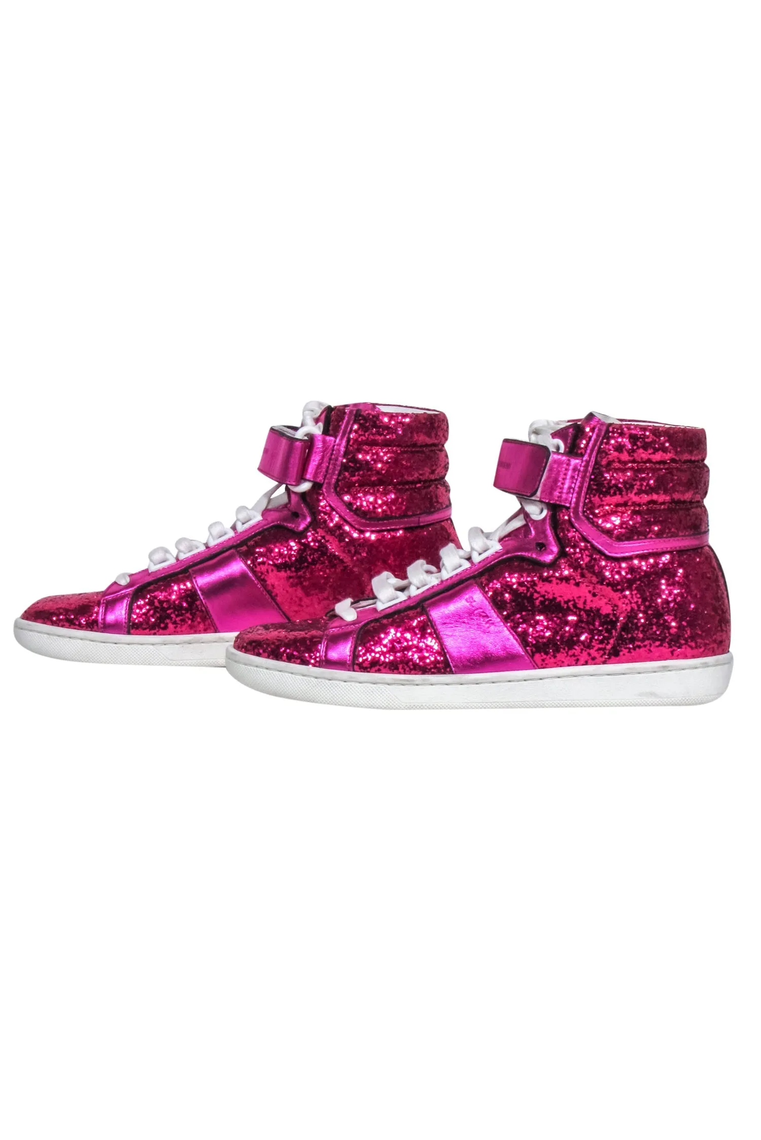 Yves Saint Laurent - Pink Glitter High Top Sneakers Sz 5