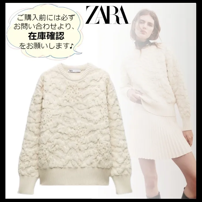 ZARA  |Casual Style U-Neck Long Sleeves Plain Cotton Midi