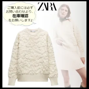 ZARA  |Casual Style U-Neck Long Sleeves Plain Cotton Midi